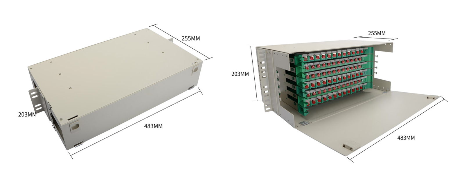 Hot sale 12/24/48/72/96/144 Port ODF SC/FC/LC/ST 19inch rack mount fiber optical distribution frame