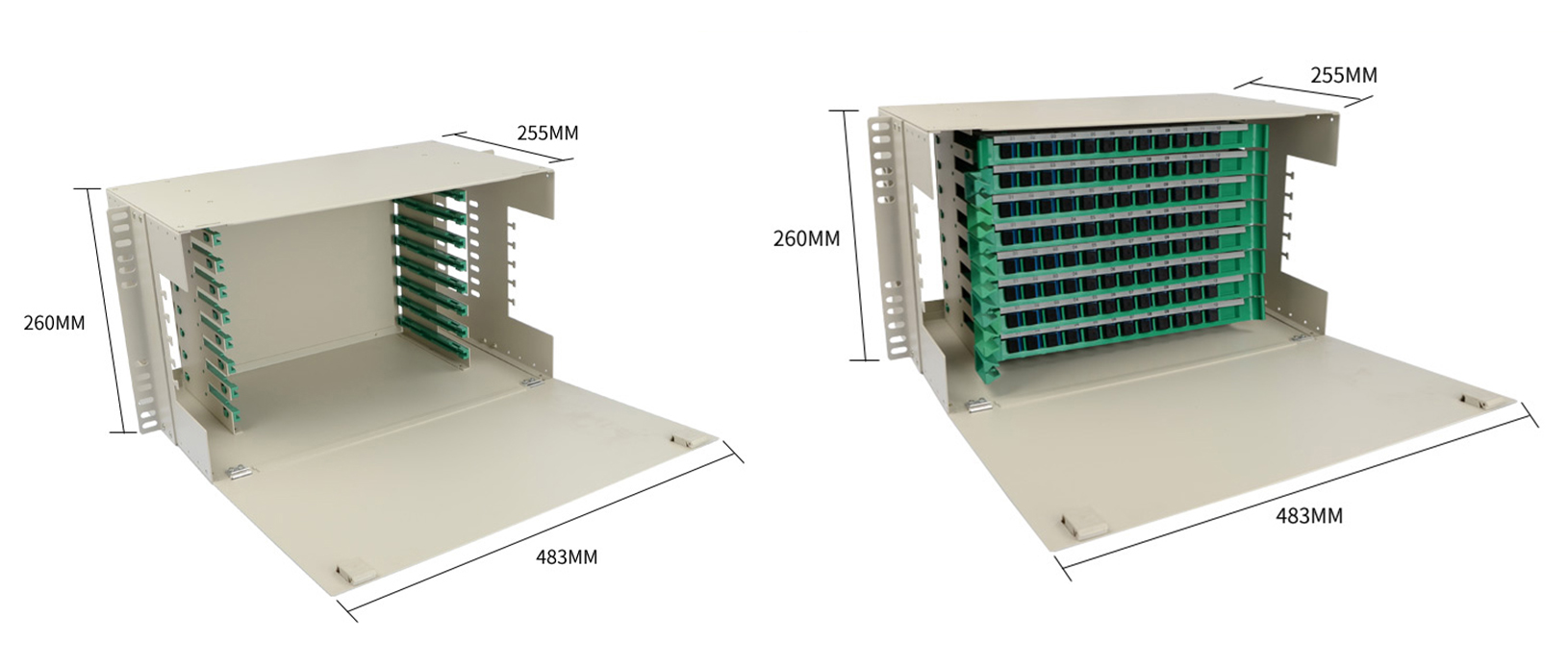 Hot sale 12/24/48/72/96/144 Port ODF SC/FC/LC/ST 19inch rack mount fiber optical distribution frame